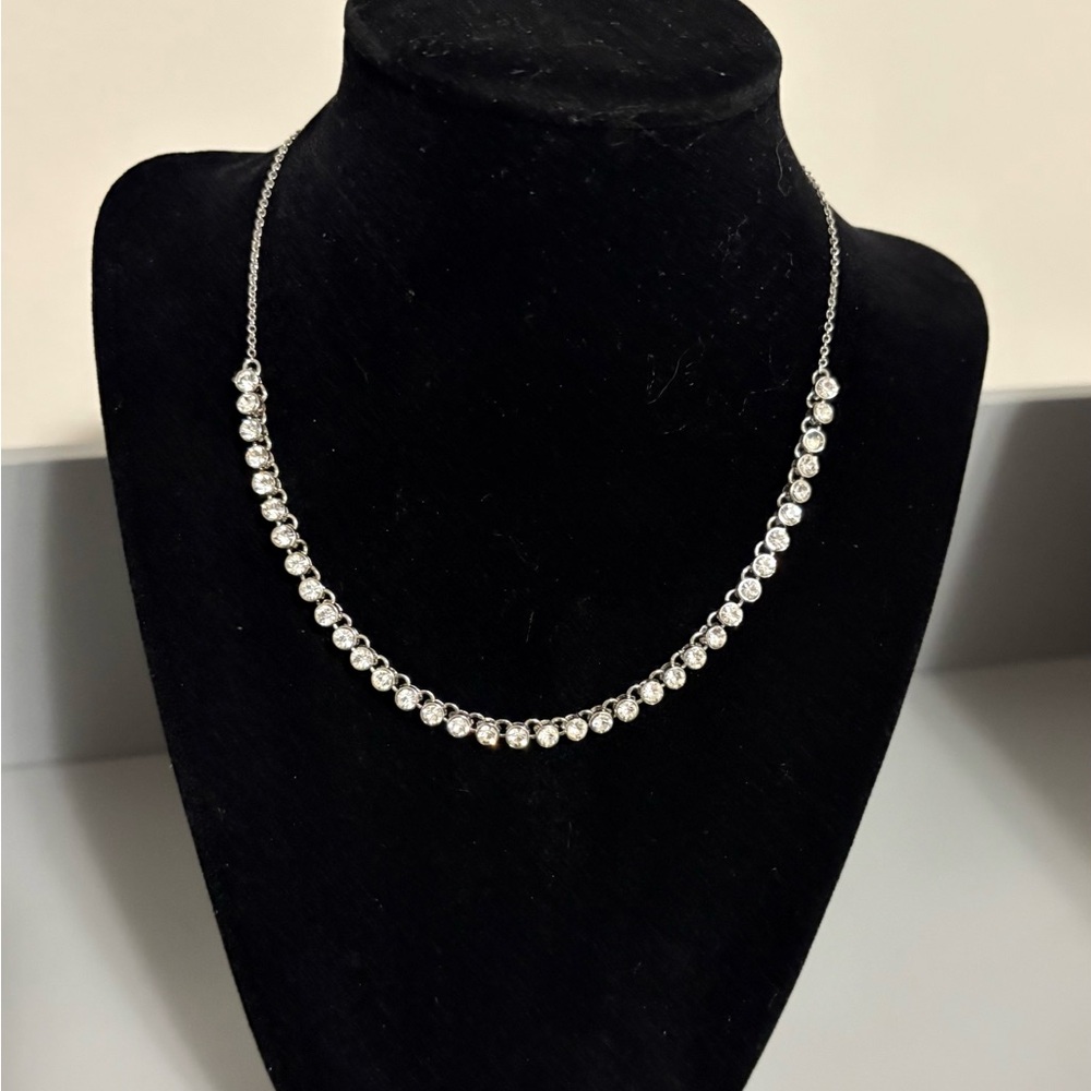 LOFT Silver Crystal Station Necklace